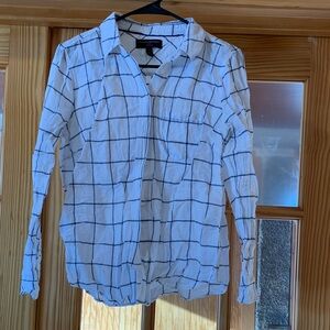 Women’s Banana Republic Checkered Window Pane Button Down Long Sleeve Shirt Top